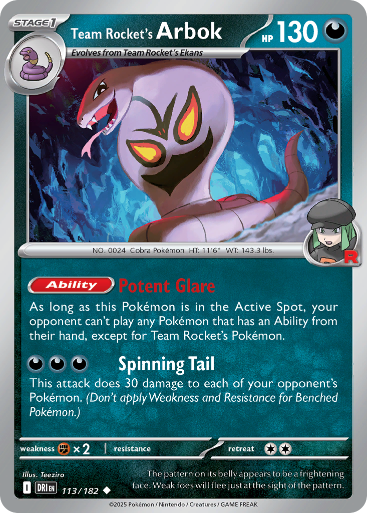 Team Rocket's Arbok - Destined Rivals #113